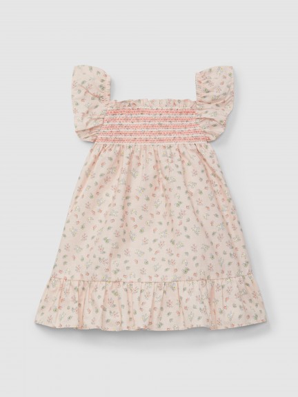 Vestido estampado floral con smocks Vestido estampado floral con smocks