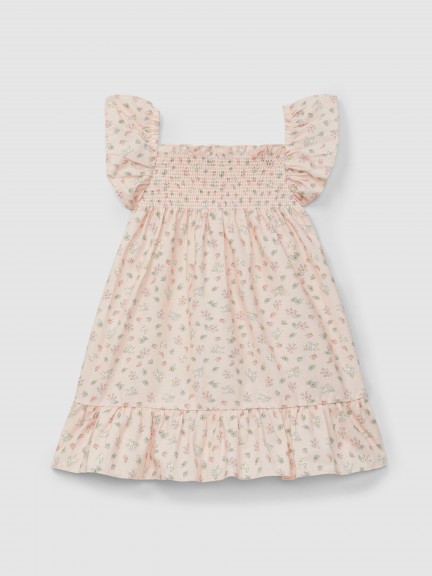 Vestido estampado floral con smocks Vestido estampado floral con smocks