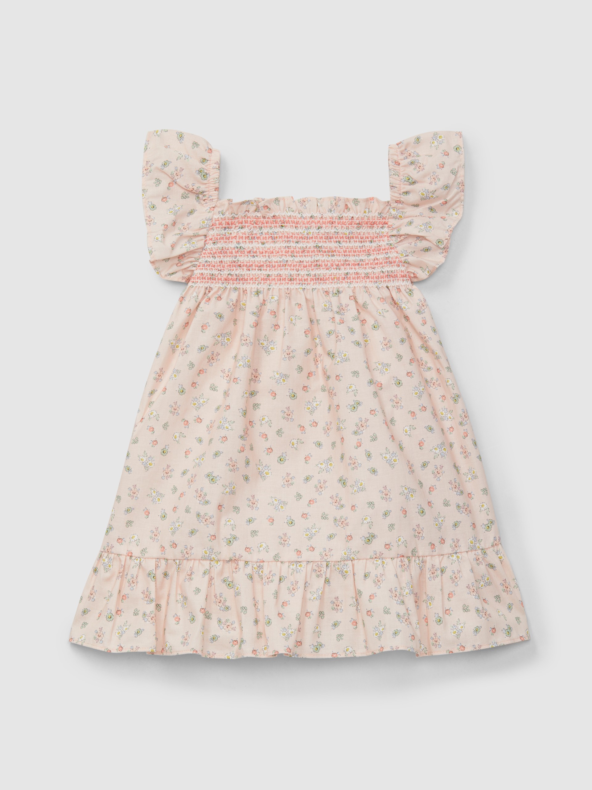 Vestido estampado floral con smocks