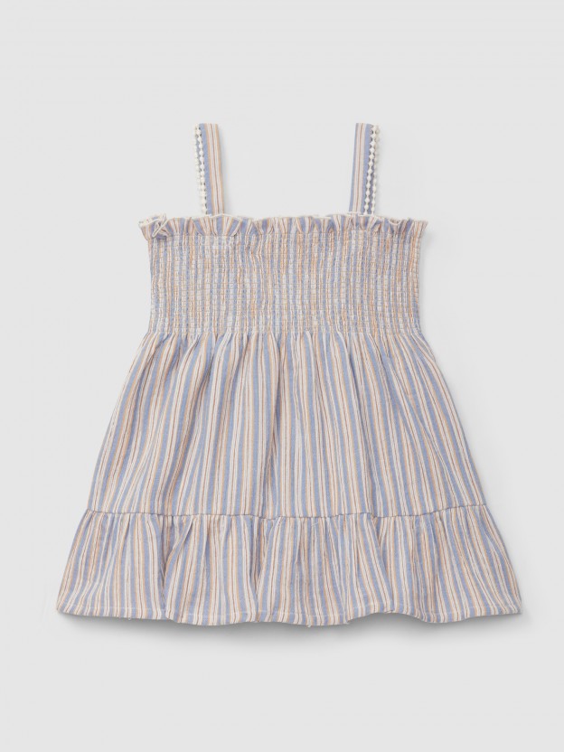 Dress with multi-coloured striped straps Dress with multi-coloured striped straps