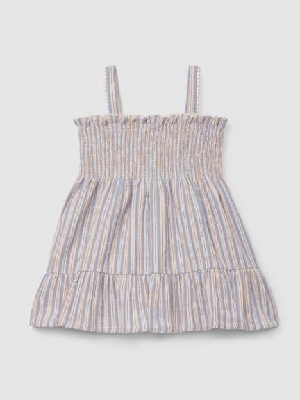 Dress with multi-coloured striped straps Dress with multi-coloured striped straps