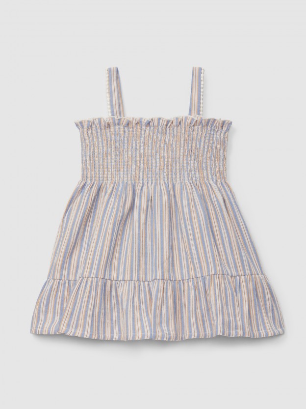 Dress with multi-coloured striped straps Dress with multi-coloured striped straps