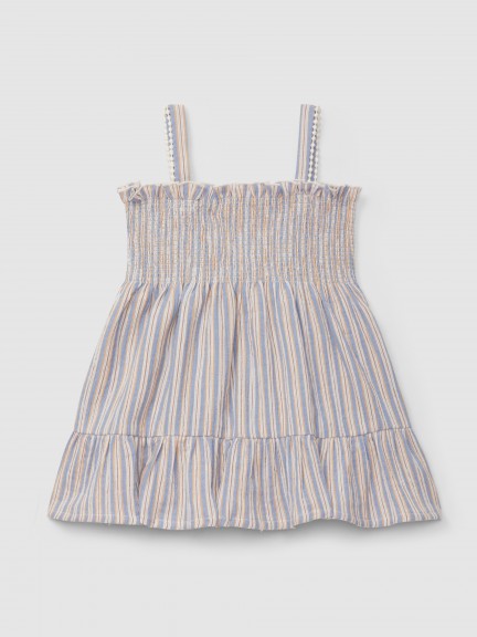 Dress with multi-coloured striped straps Dress with multi-coloured striped straps