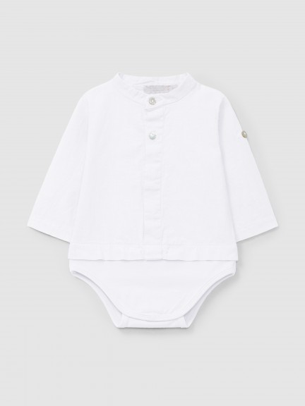 Body-camisa liso em linho Body-camisa liso em linho