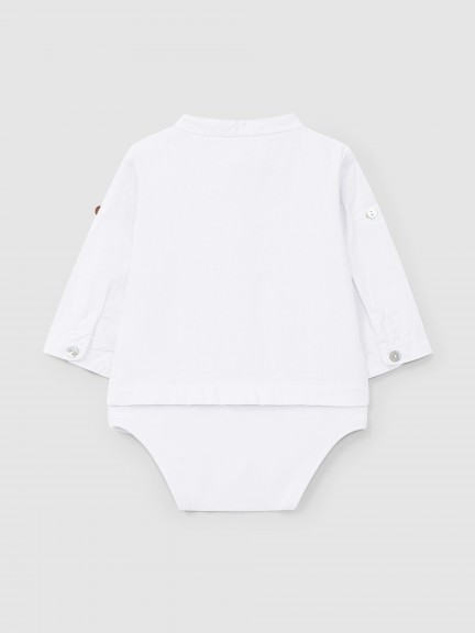 Body-camisa liso em linho Body-camisa liso em linho
