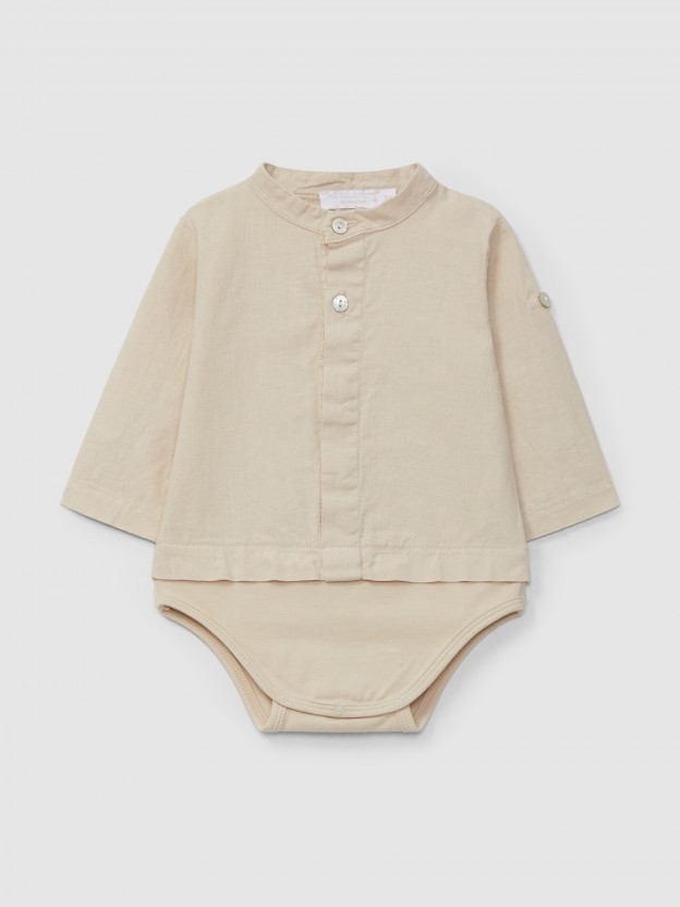 Body-chemise uni en lin
