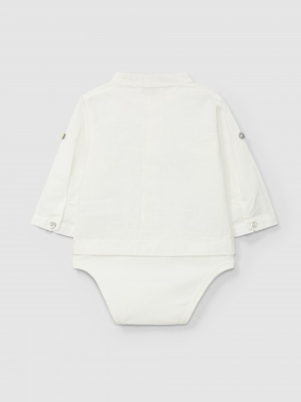 Body-chemise uni en lin Body-chemise uni en lin