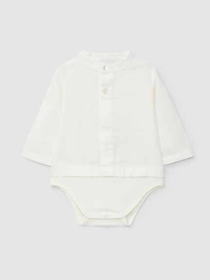 Body-chemise uni en lin