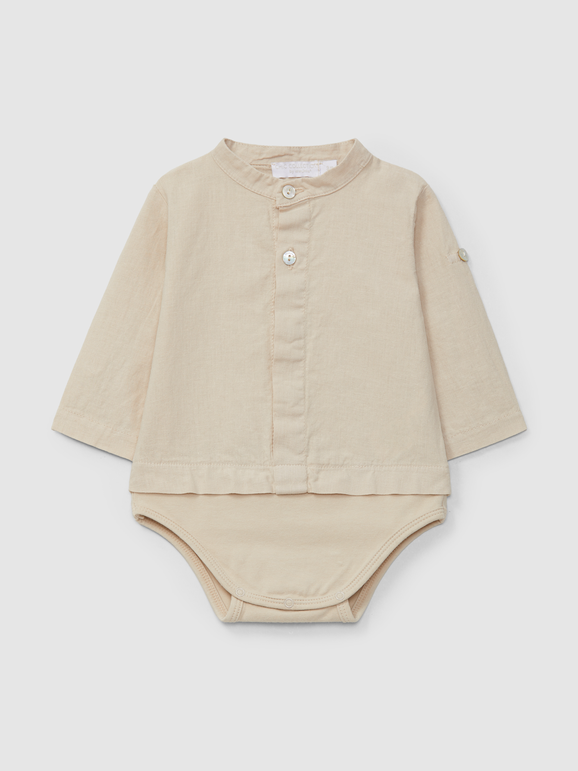 Body-chemise uni en lin