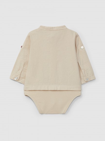 Body-chemise uni en lin Body-chemise uni en lin