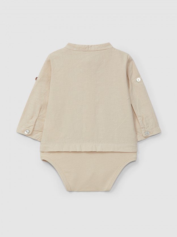 Body-chemise uni en lin