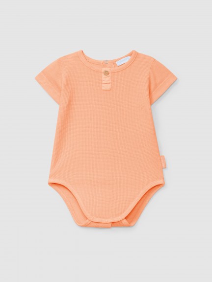 Bodysuit collarless in waffle weave Bodysuit collarless in waffle weave