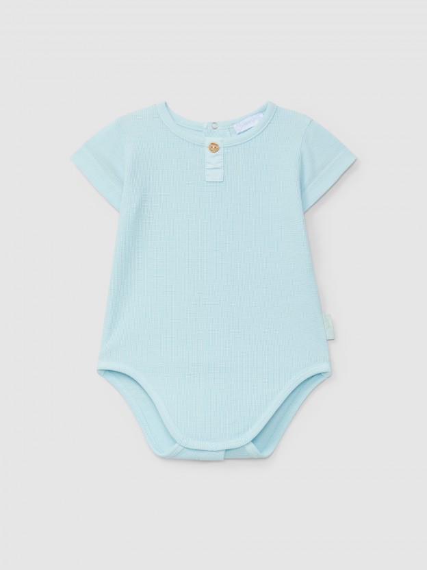 Bodysuit collarless in waffle weave Bodysuit collarless in waffle weave