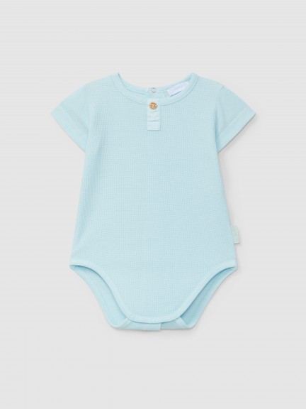 Bodysuit collarless in waffle weave Bodysuit collarless in waffle weave