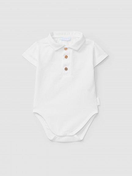 Short-sleeved bodysuit with pointy collar