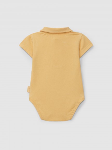 Short-sleeved bodysuit with pointy collar Short-sleeved bodysuit with pointy collar