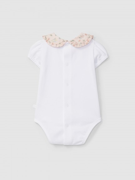 Body gola em tecido estampado floral Body gola em tecido estampado floral