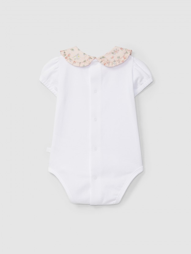 Bodysuit collar in floral print fabric