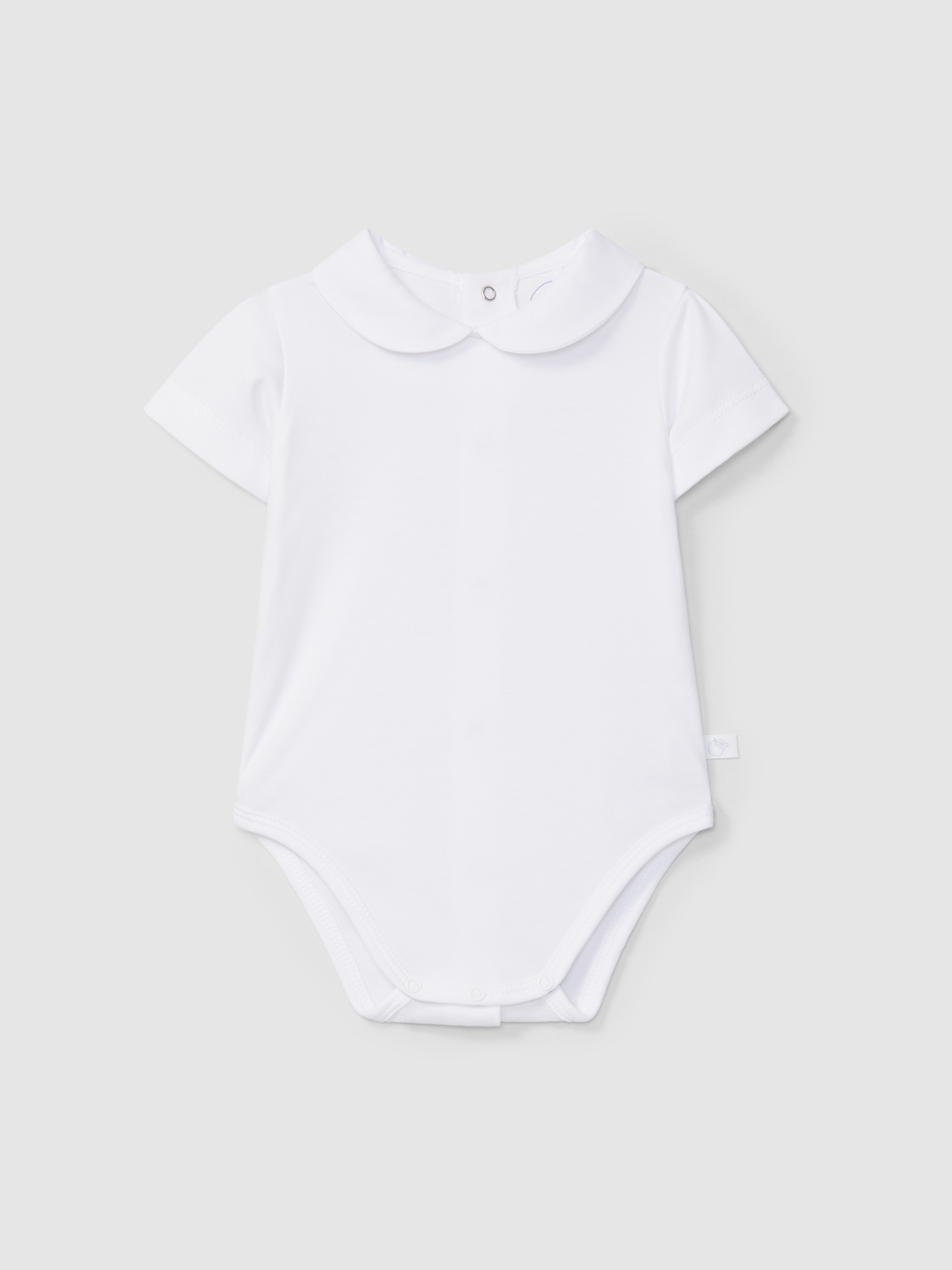 Short-sleeved bodysuit with round fabric collar