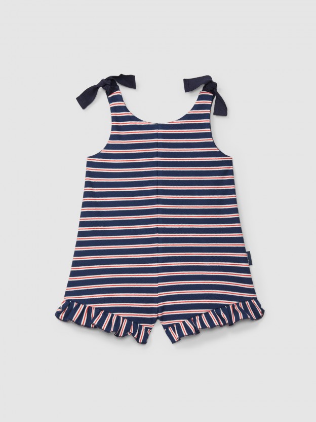 Jumpsuit in multi-coloured striped plush