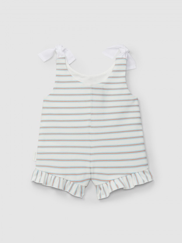 Jumpsuit in multi-coloured striped plush