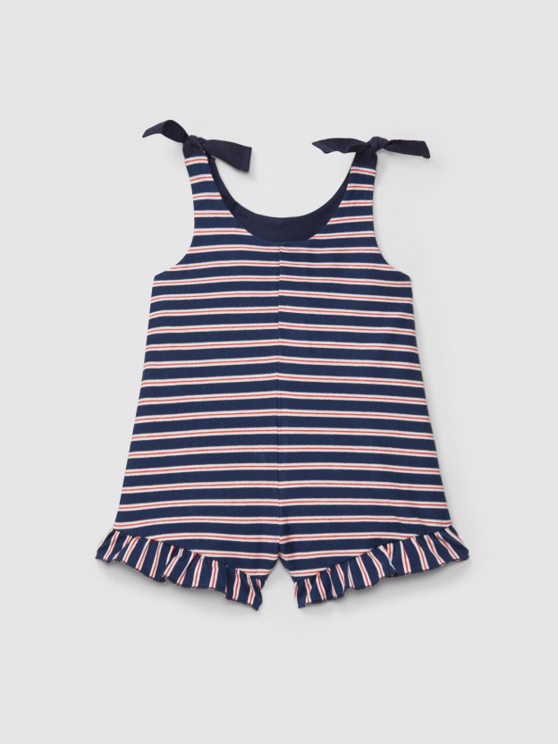 Jumpsuit in multi-coloured striped plush