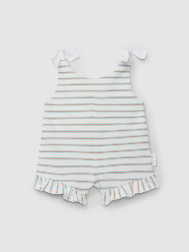 Jumpsuit in multi-coloured striped plush