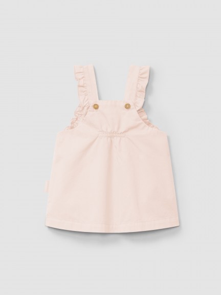 Dungaree skirt in twill with ruffled detail on the straps Dungaree skirt in twill with ruffled detail on the straps