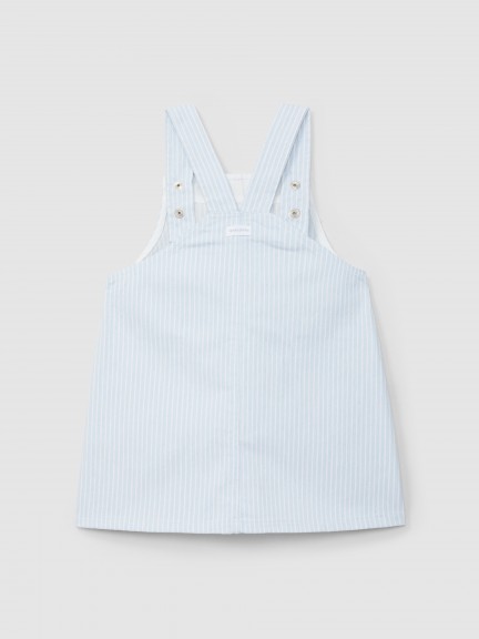 Jupe-salopette tissu denim à rayures avec poches Jupe-salopette tissu denim à rayures avec poches