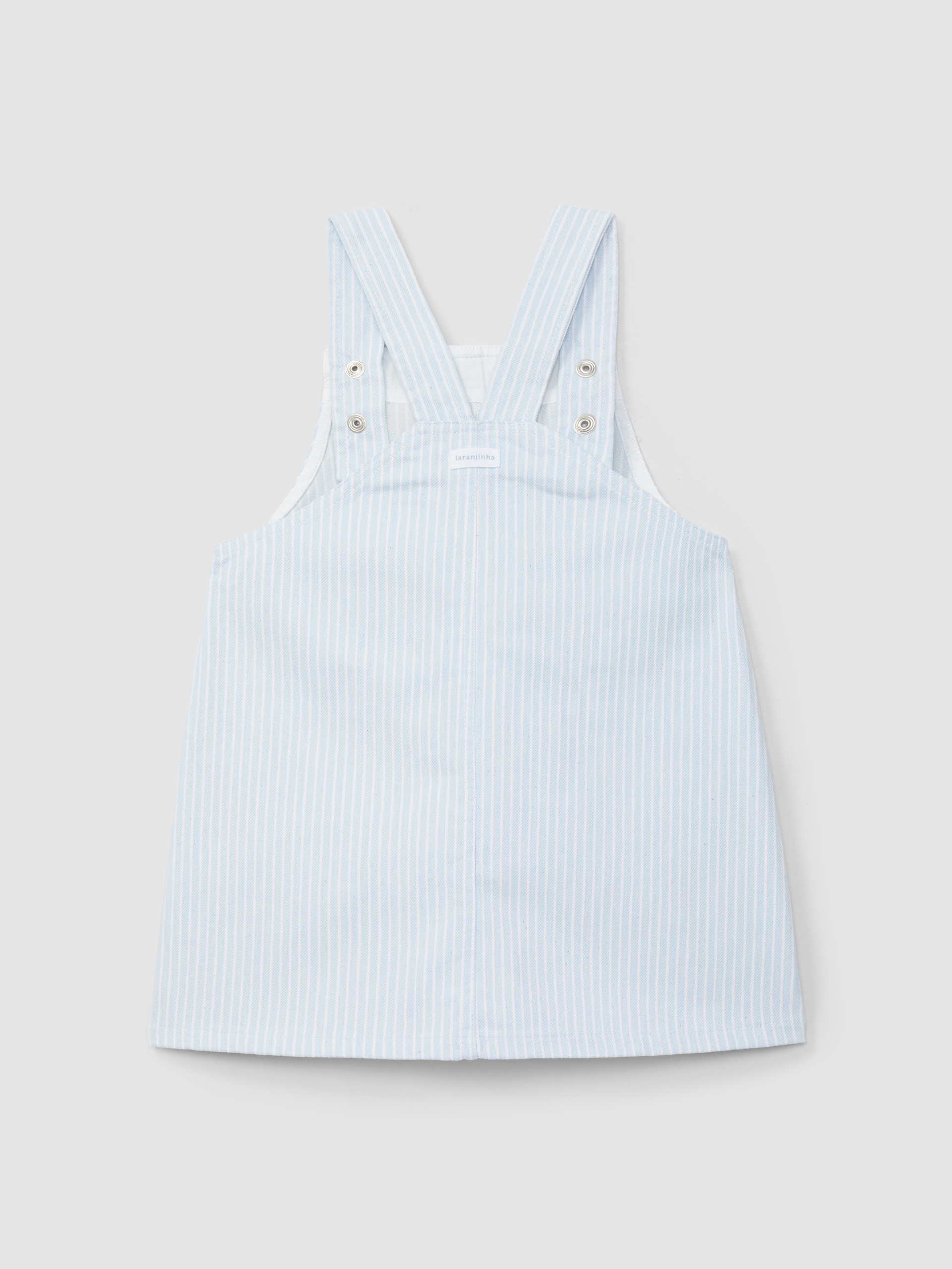 Jupe-salopette tissu denim à rayures avec poches