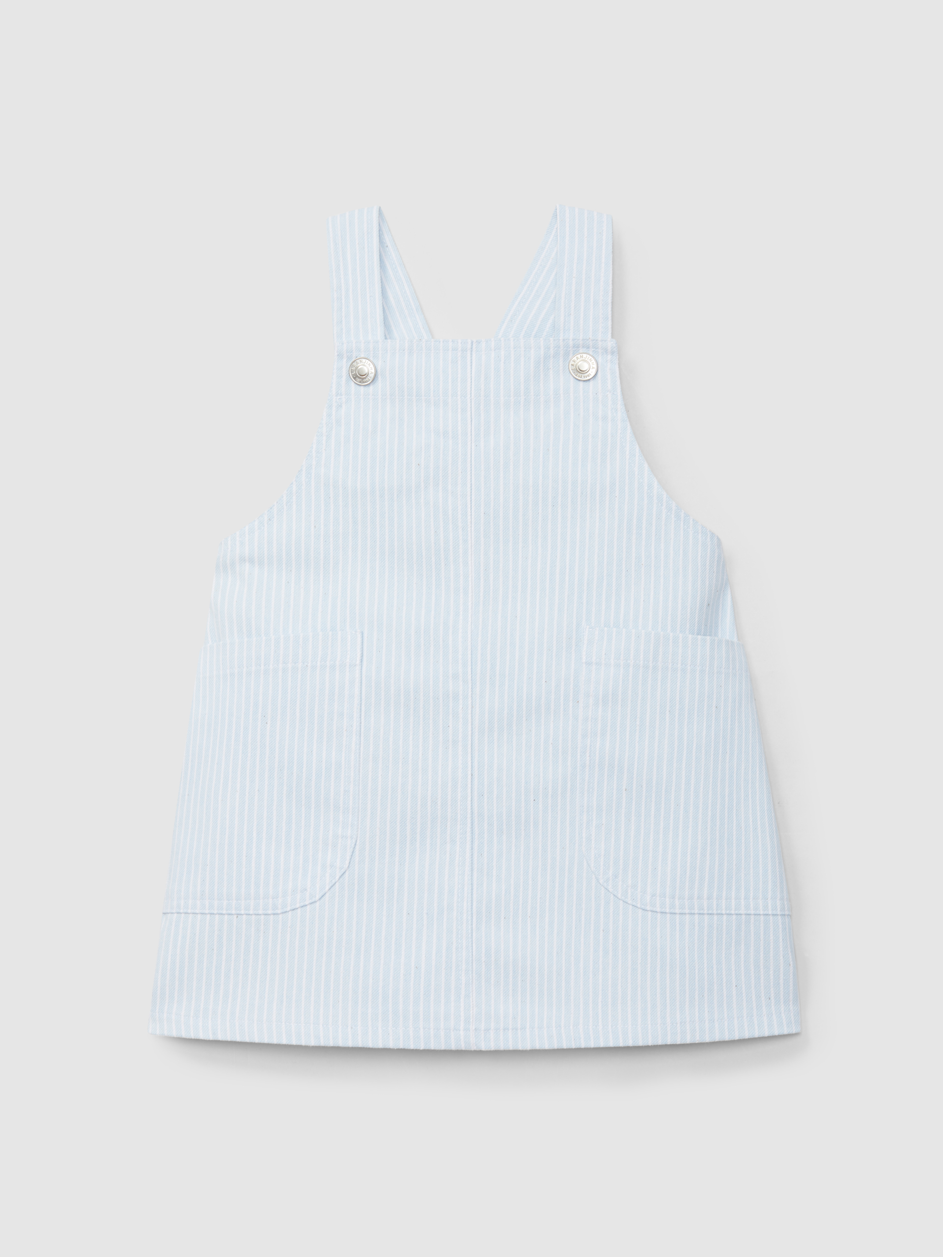 Jupe-salopette tissu denim à rayures avec poches