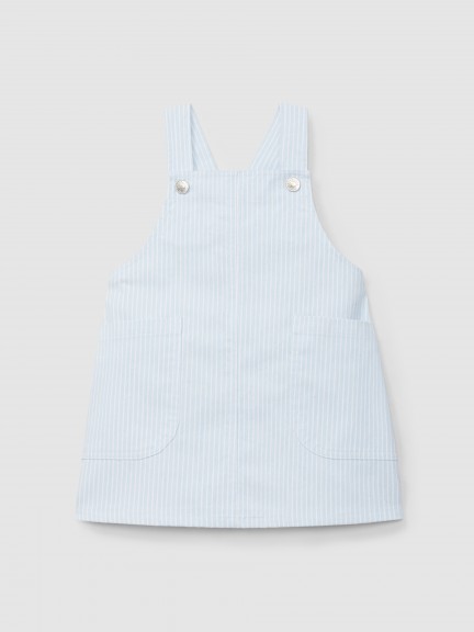 Jupe-salopette tissu denim à rayures avec poches Jupe-salopette tissu denim à rayures avec poches