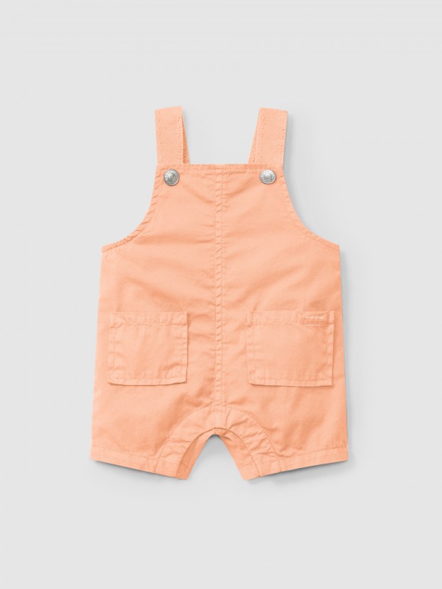 Twill dungaree shorts with pockets