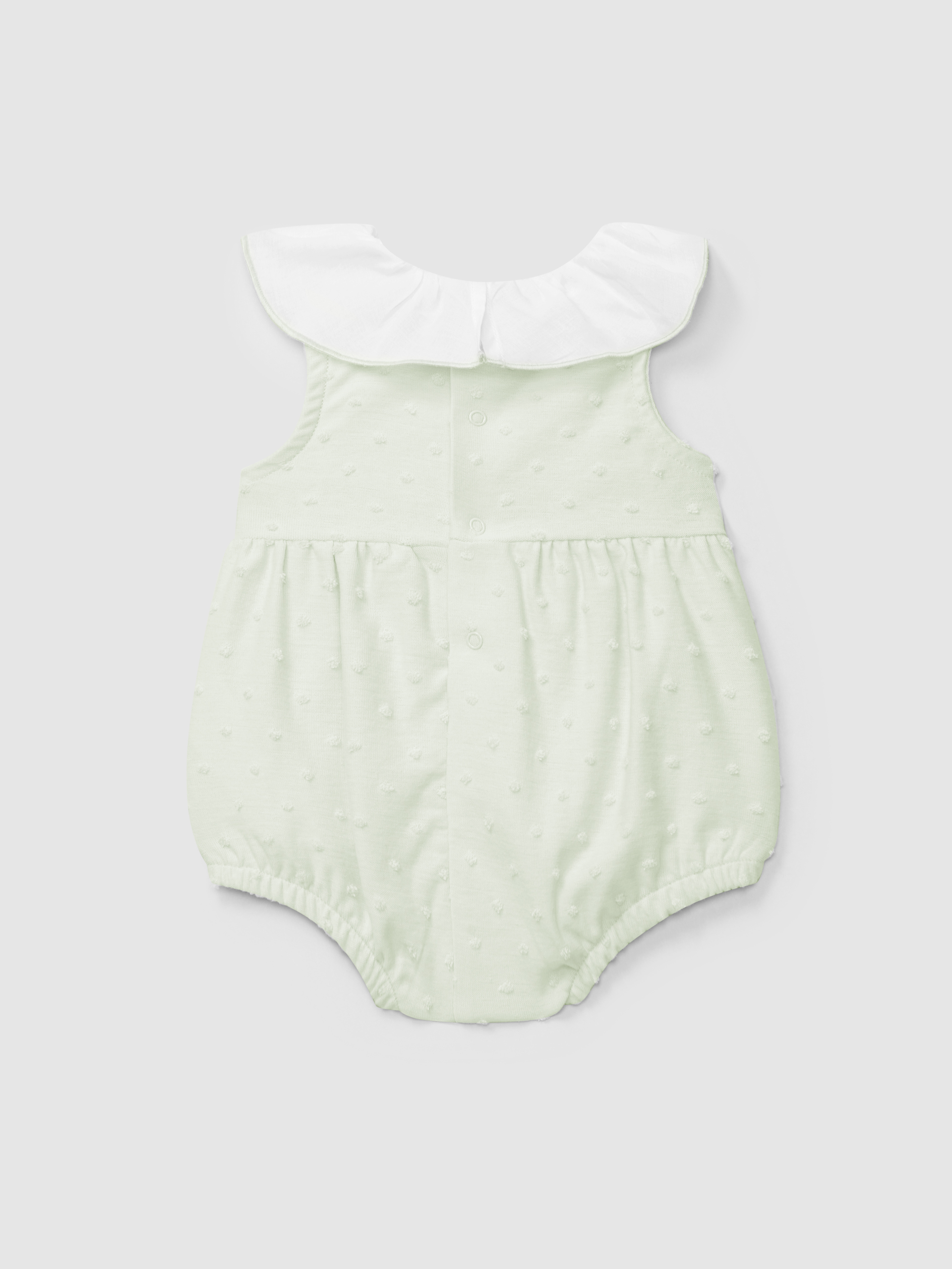 Shortie ruffled collar embossed polka dots