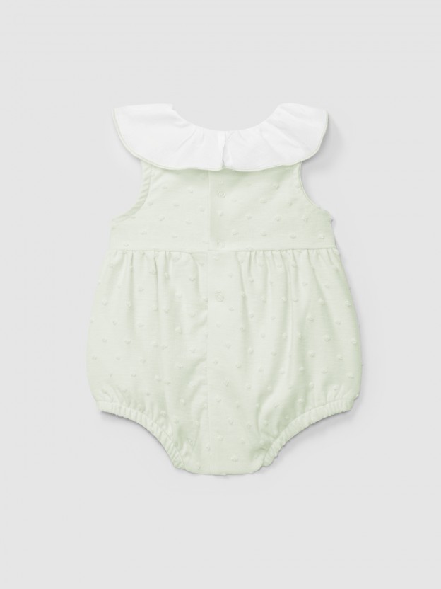 Shortie ruffled collar embossed polka dots Shortie ruffled collar embossed polka dots