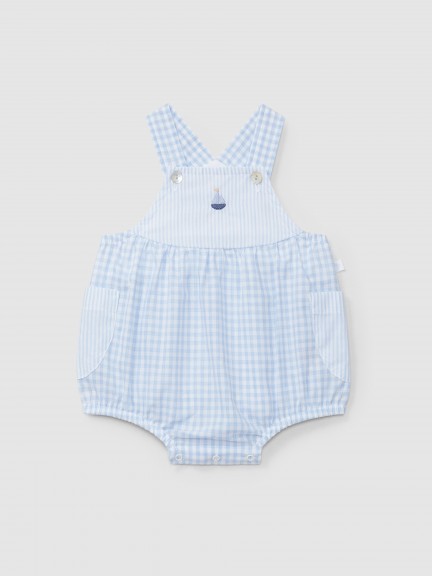 Shortie vichy plaid and stripes with embroidered detail