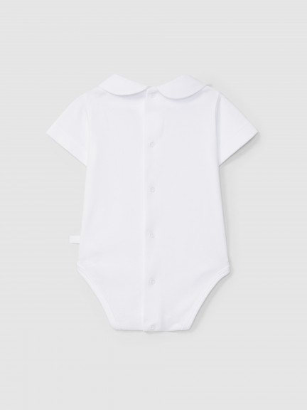 Short-sleeved bodysuit with round fabric collar Short-sleeved bodysuit with round fabric collar