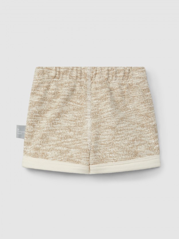 Jersey knit-effect pull-up shorts