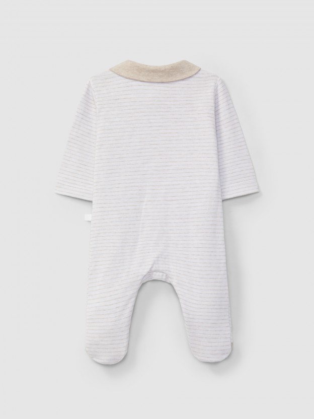 Babygrow striped double-layered jersey