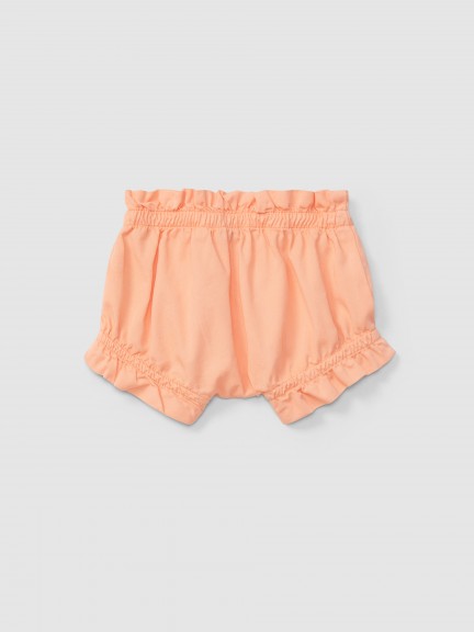 Pull-up twill shorts with decorative drawstring Pull-up twill shorts with decorative drawstring