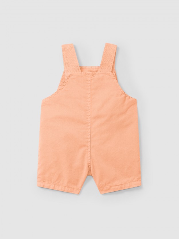 Twill dungaree shorts with pockets