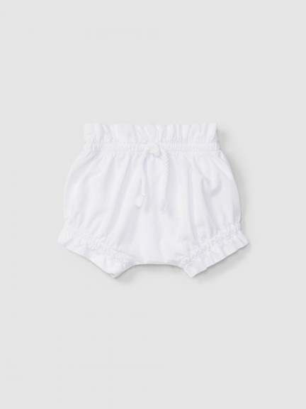 Pull-up twill shorts with decorative drawstring