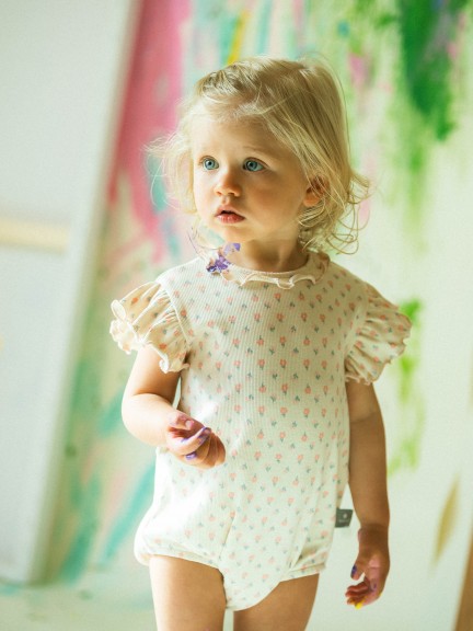 Ribbed jersey shortie floral print Ribbed jersey shortie floral print