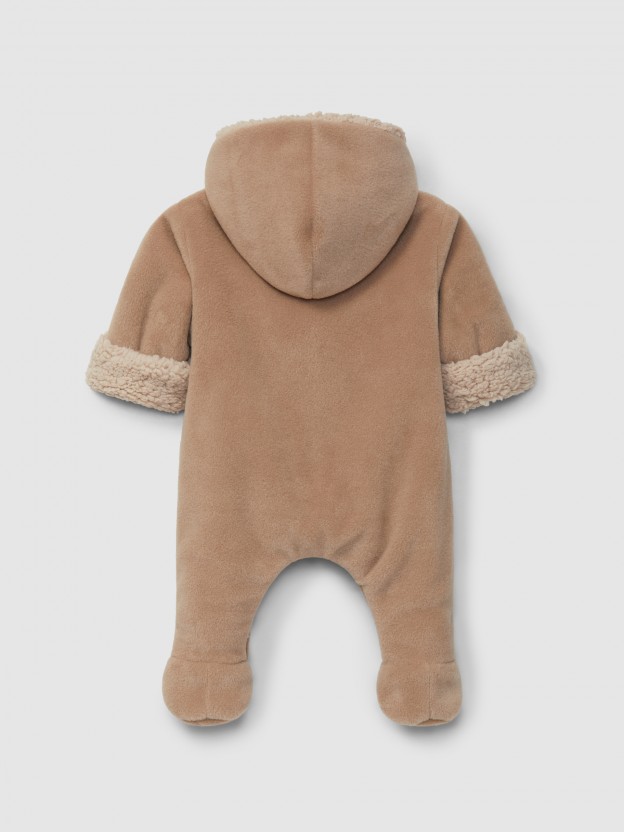 Traje de calentamiento polar con capucha y bolsillo Traje de calentamiento polar con capucha y bolsillo