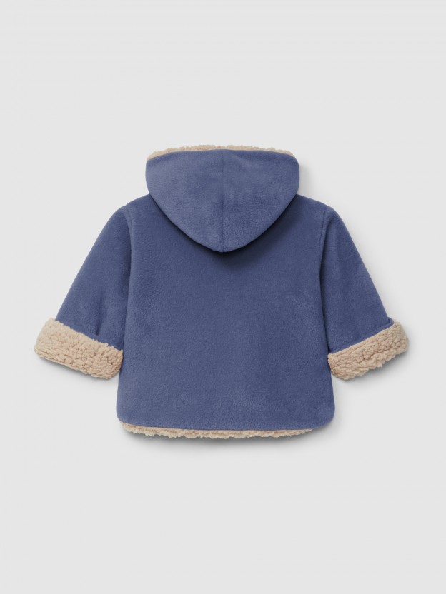 Gilet polaire à capuche et doublure en fourrure Gilet polaire à capuche et doublure en fourrure