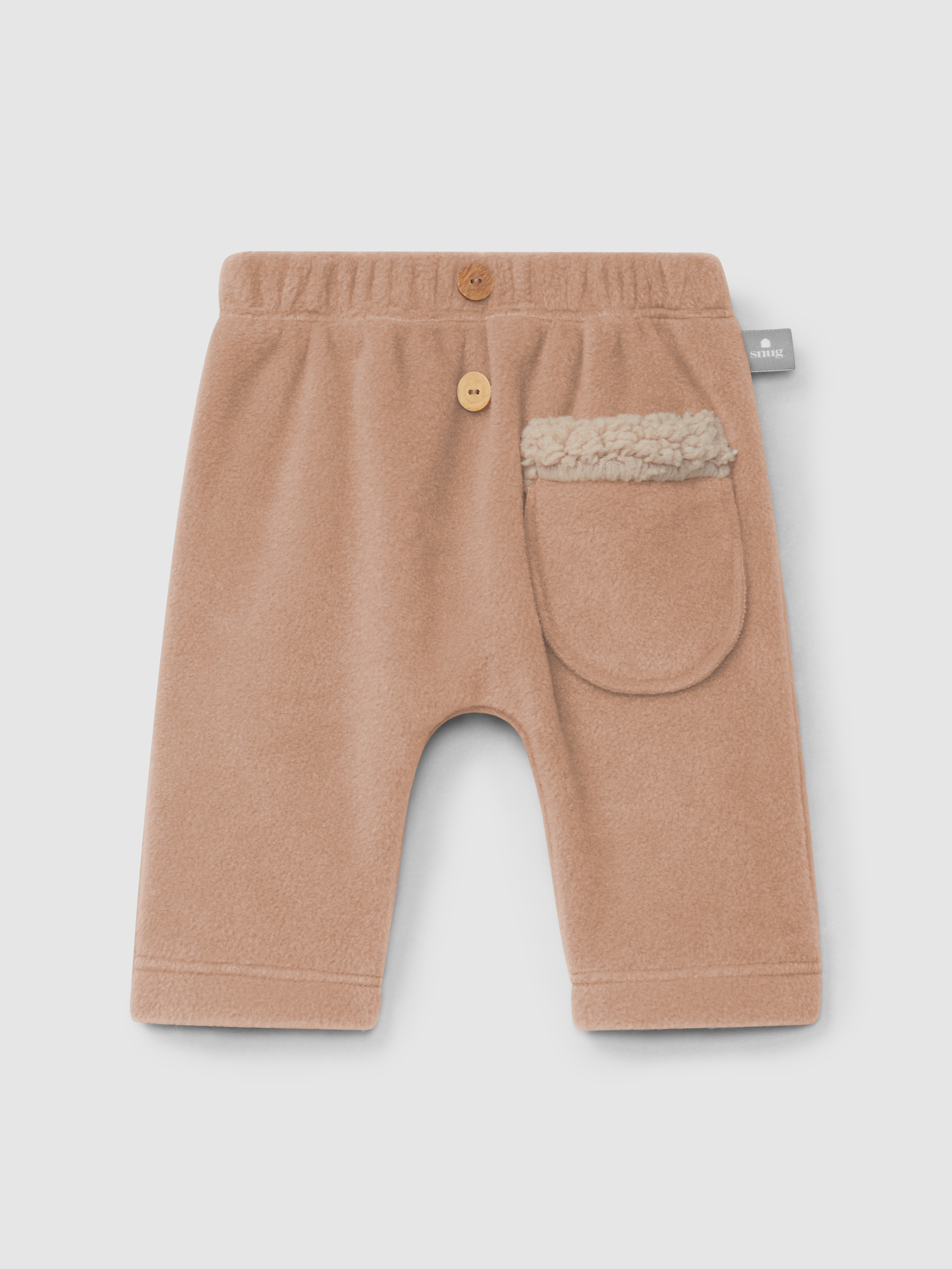 Fleece pull-up pants with pocket