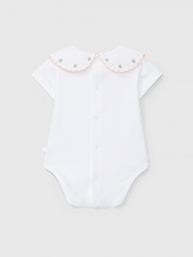 Body gola flores bordadas Body gola flores bordadas