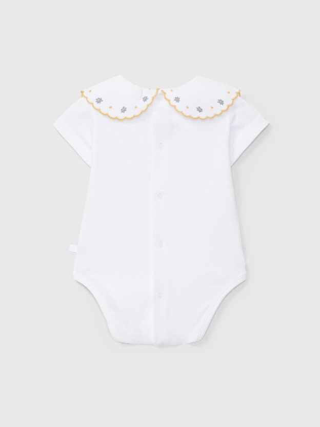 Body gola flores bordadas Body gola flores bordadas