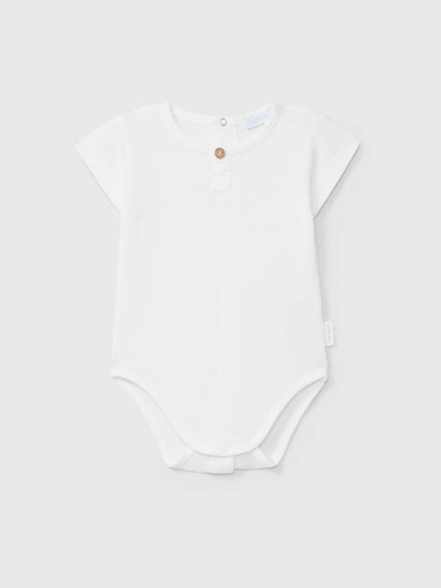Body � col rond en maille gaufr�e