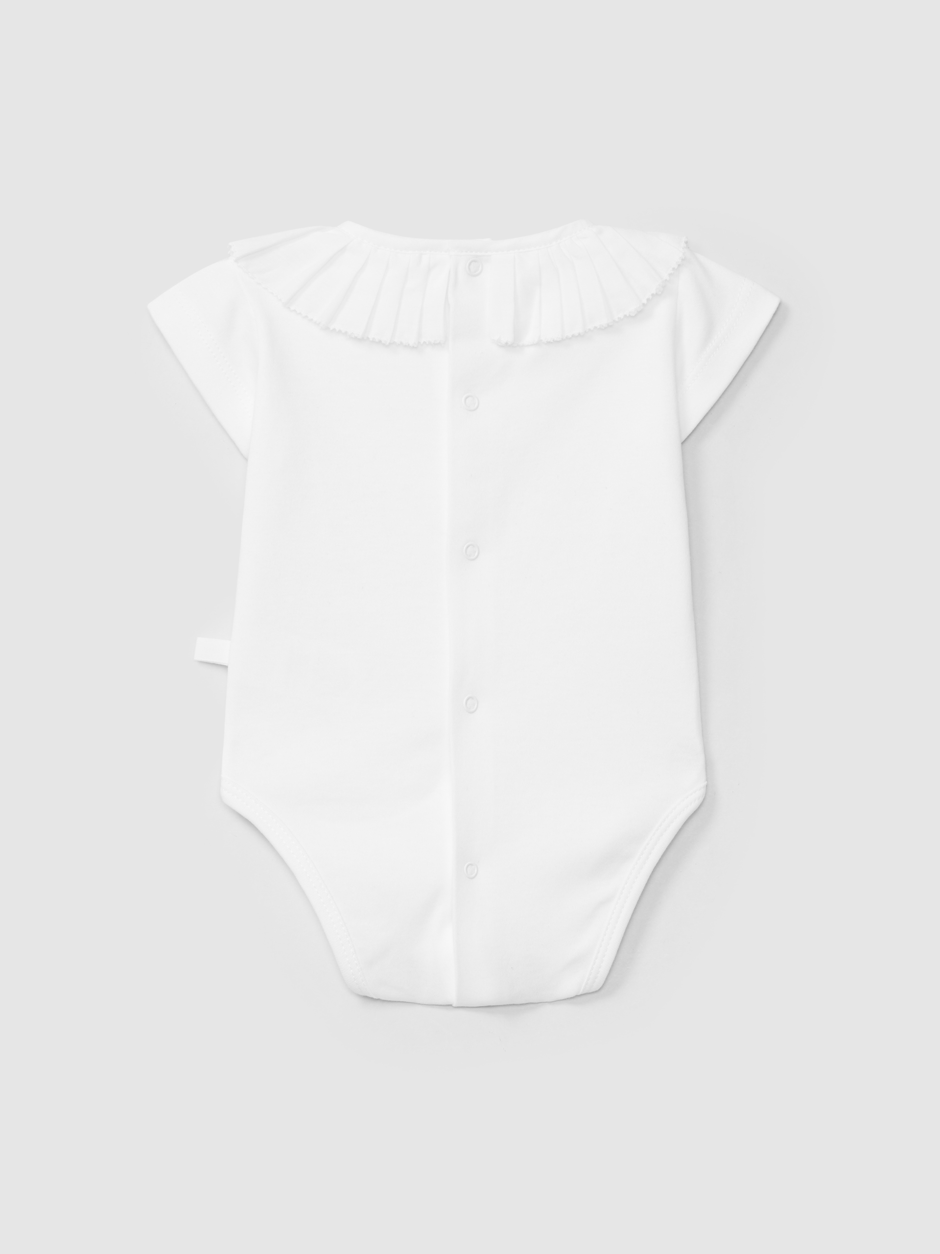 Bodysuit short-sleeved pleated collar